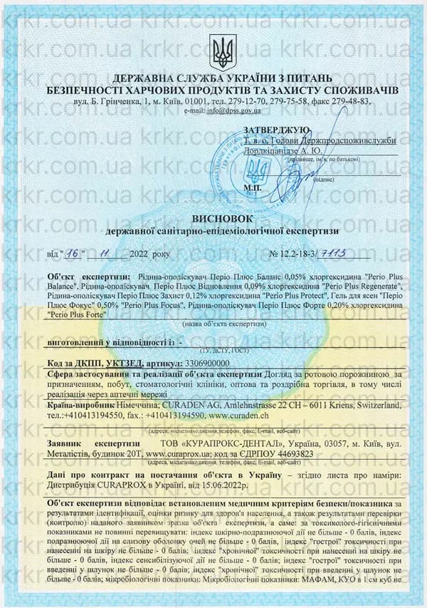 Сертифікат СЕС Curaprox на krkr.com.ua